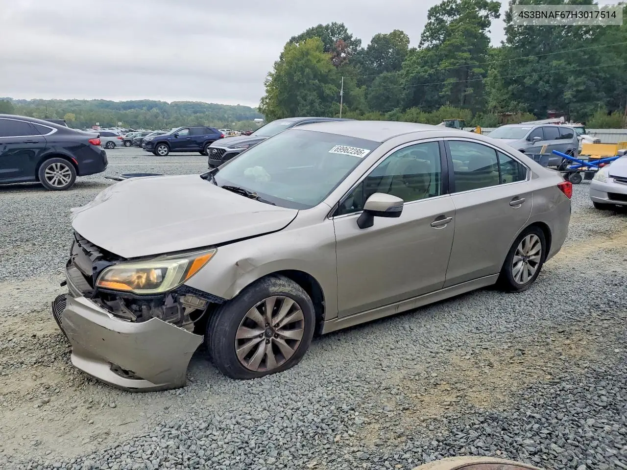 SUBARU LEGACY 2017, VIN 4S3BNAF67H3017514