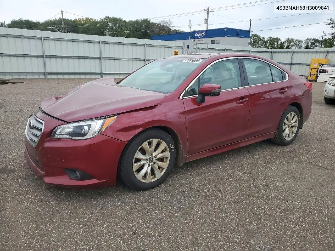 SUBARU LEGACY 2017, VIN 4S3BNAH68H3009841