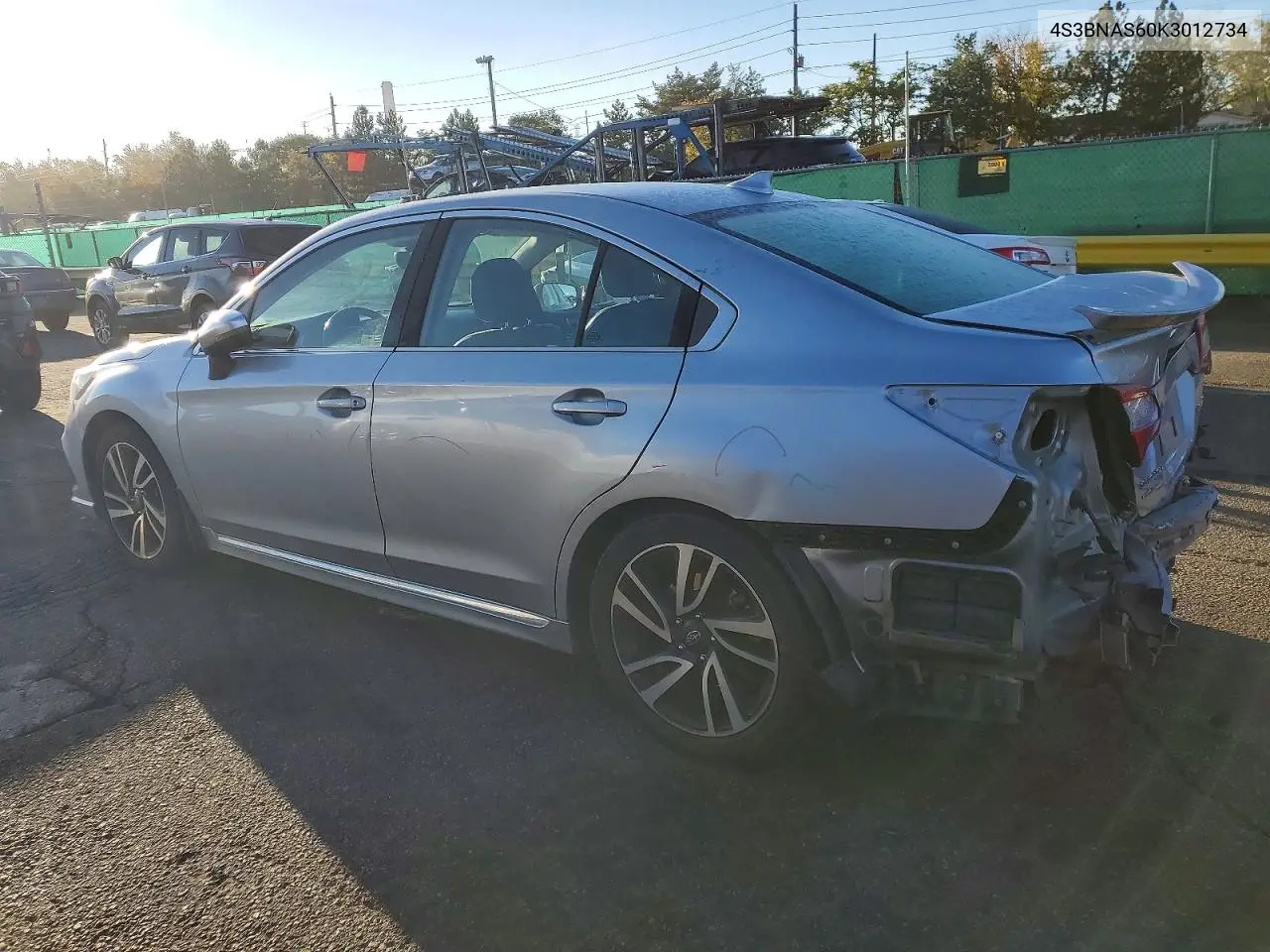 2019 SUBARU LEGACY VIN 4S3BNAS60K3012734 — фото 2