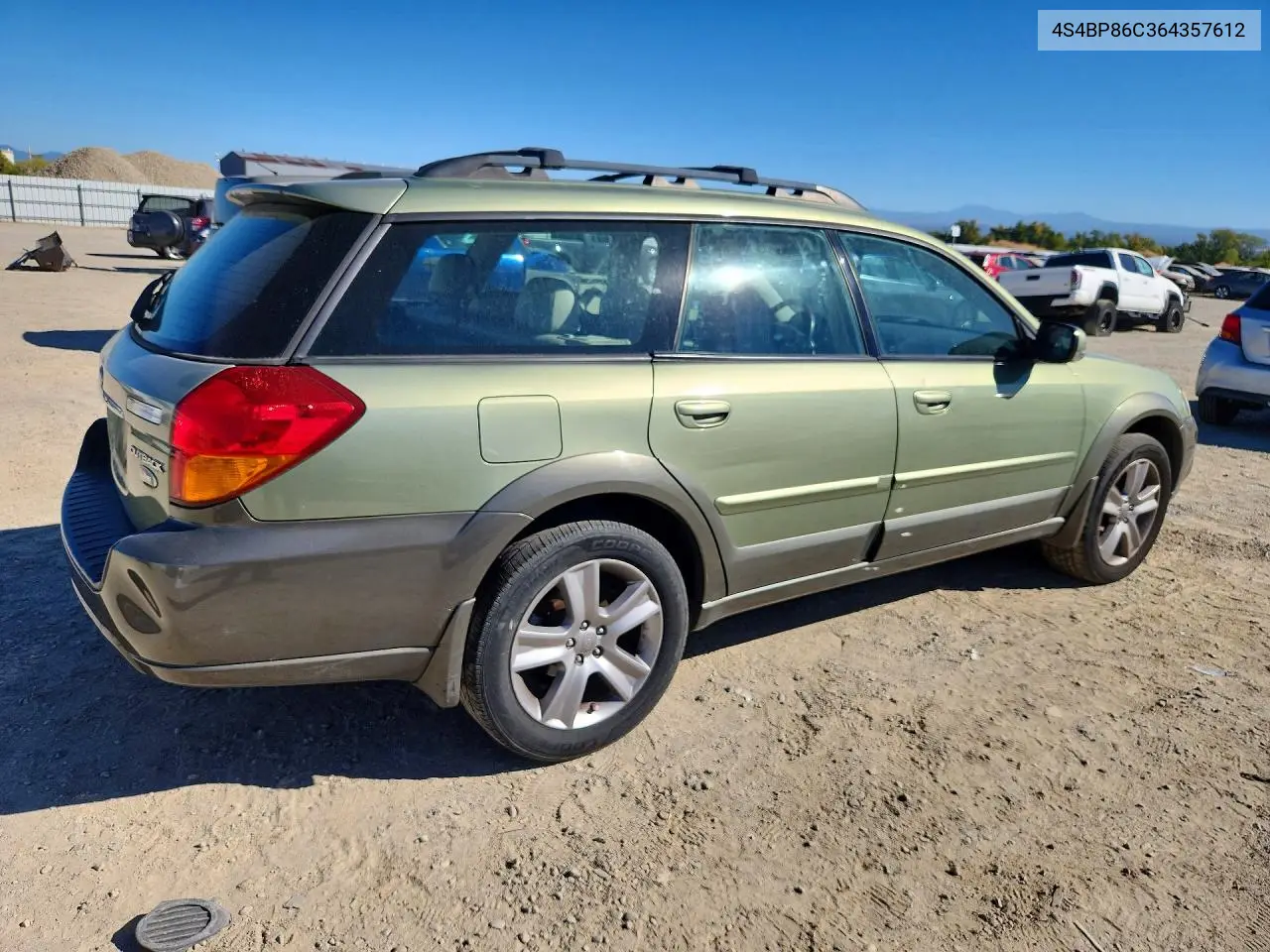 2006 SUBARU OUTBACK VIN 4S4BP86C364357612 — фото 3