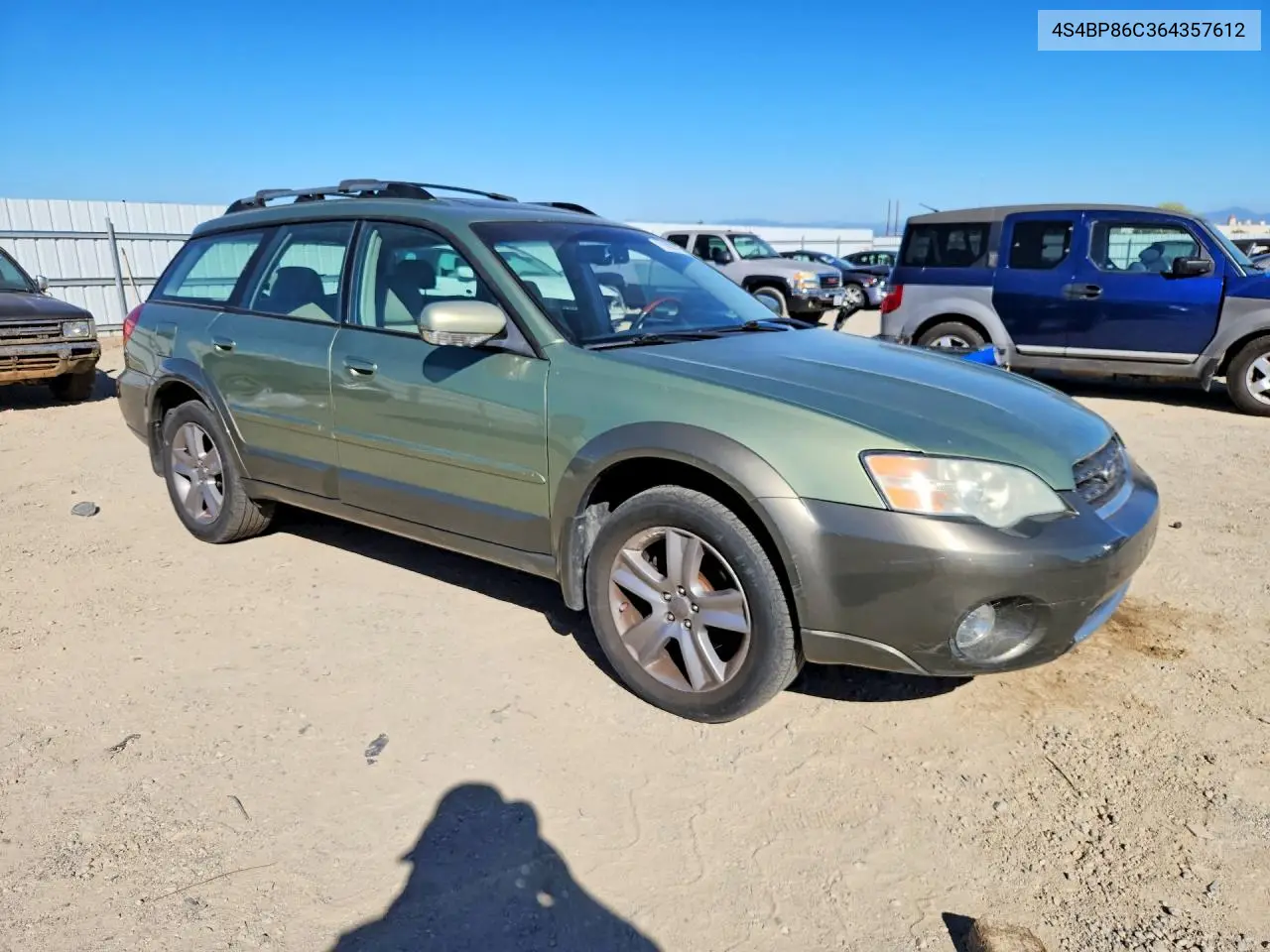 2006 SUBARU OUTBACK VIN 4S4BP86C364357612 — фото 4