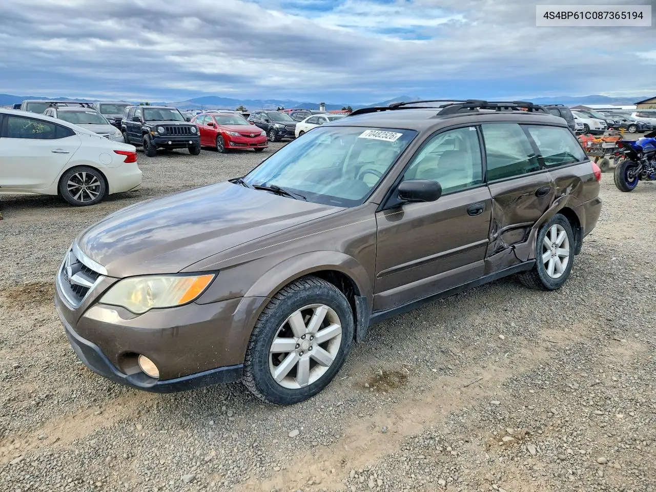 SUBARU OUTBACK 2008, VIN 4S4BP61C087365194