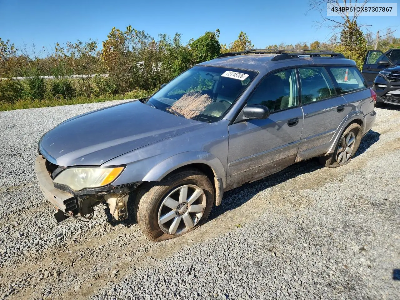 SUBARU OUTBACK 2008, VIN 4S4BP61CX87307867