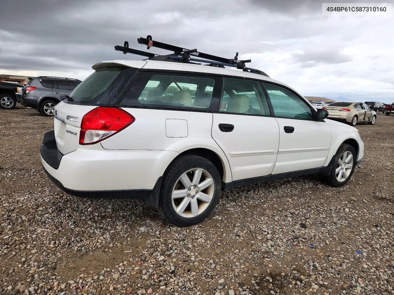 2008 SUBARU OUTBACK VIN 4S4BP61C587310160 — фото 3