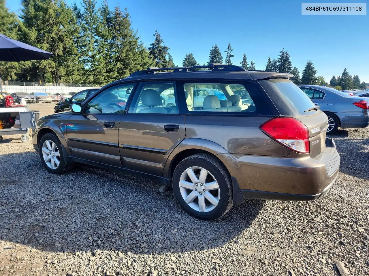 2009 SUBARU OUTBACK VIN 4S4BP61C697311108 — фото 2