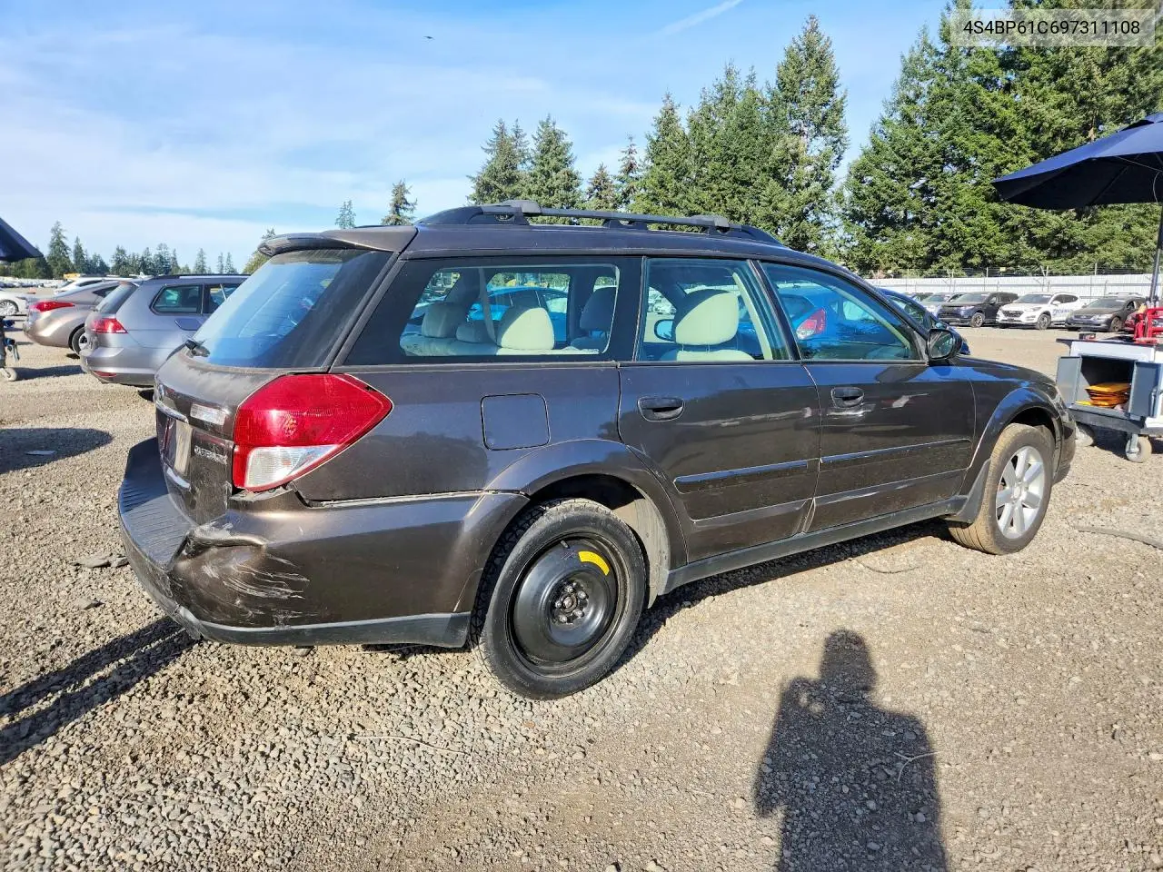 2009 SUBARU OUTBACK VIN 4S4BP61C697311108 — фото 3