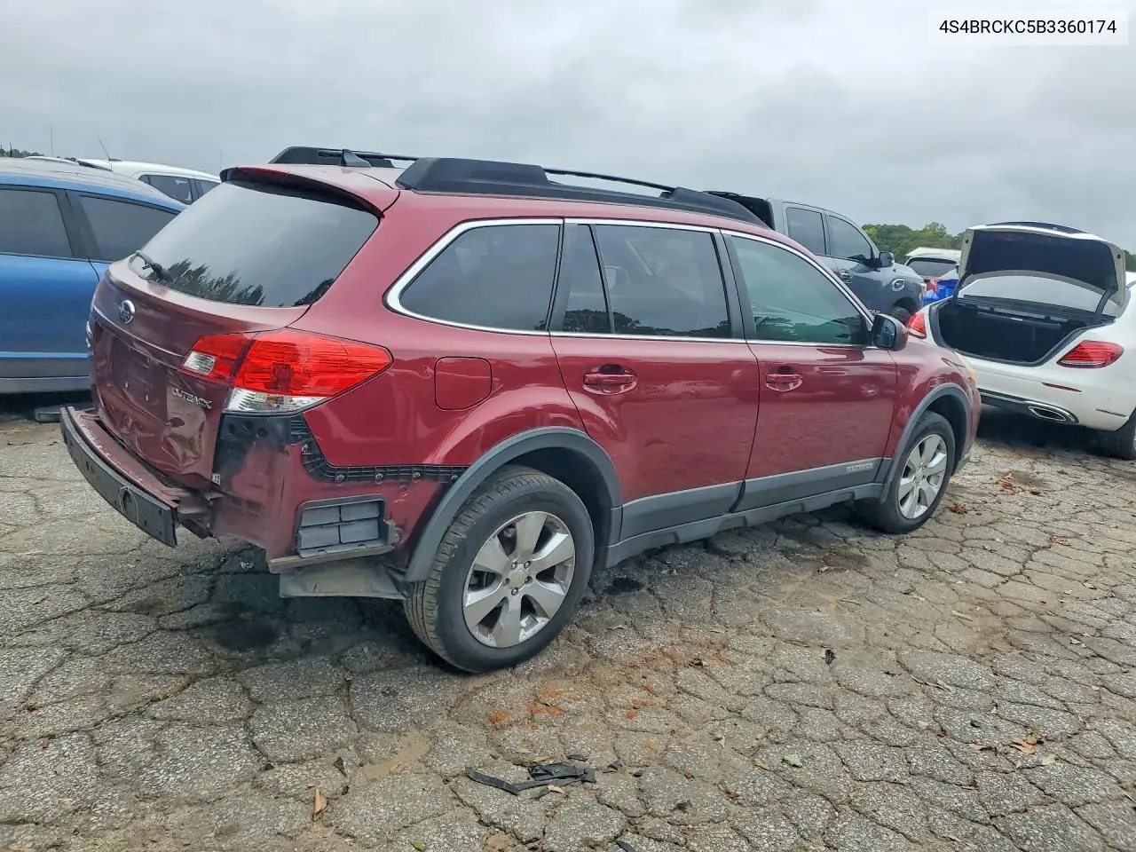 2011 SUBARU OUTBACK VIN 4S4BRCKC5B3360174 — фото 3