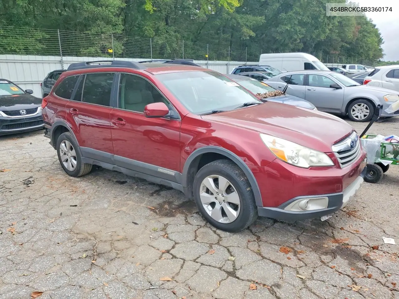2011 SUBARU OUTBACK VIN 4S4BRCKC5B3360174 — фото 4