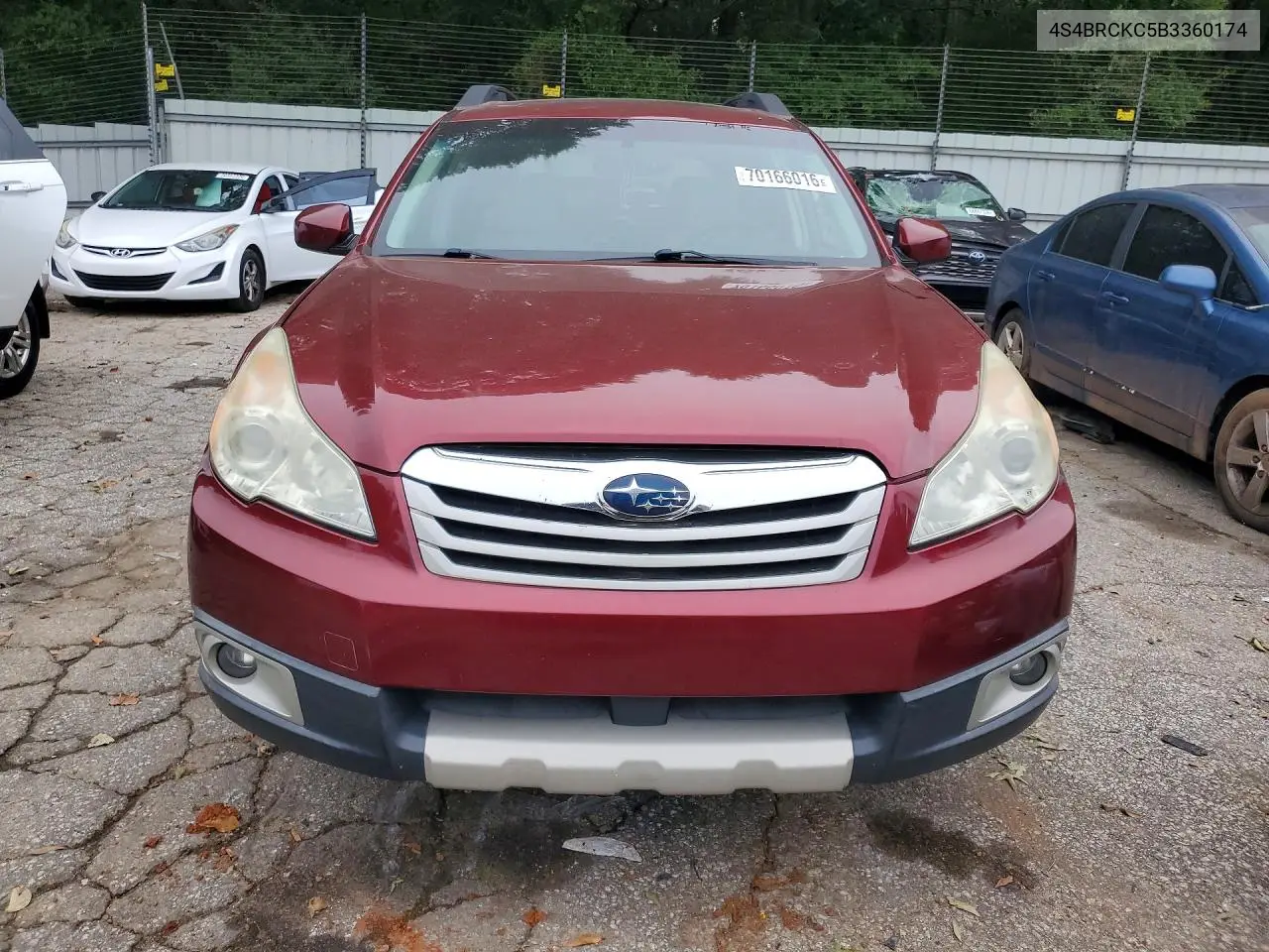 2011 SUBARU OUTBACK VIN 4S4BRCKC5B3360174 — фото 5