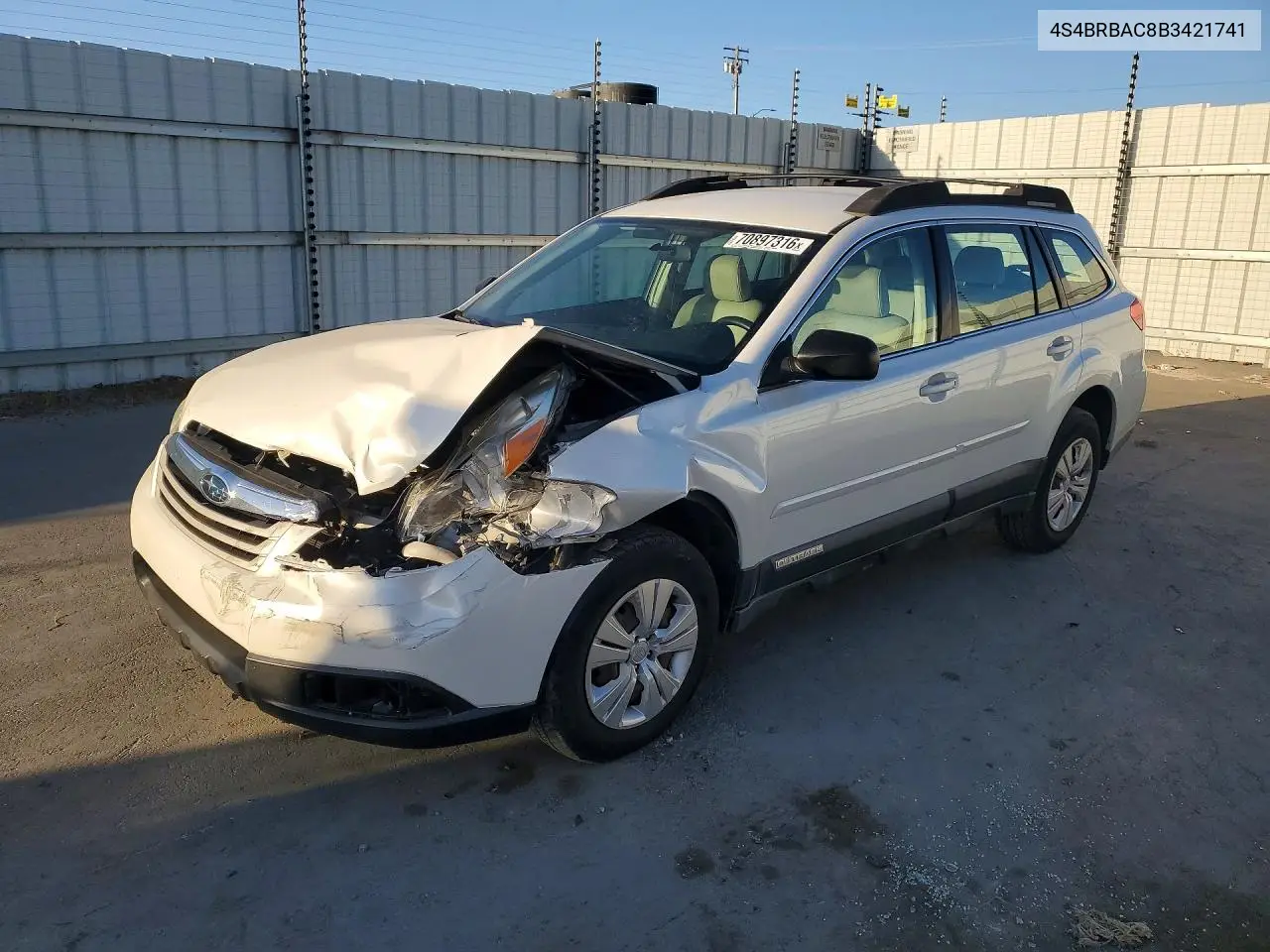 SUBARU OUTBACK 2011, VIN 4S4BRBAC8B3421741