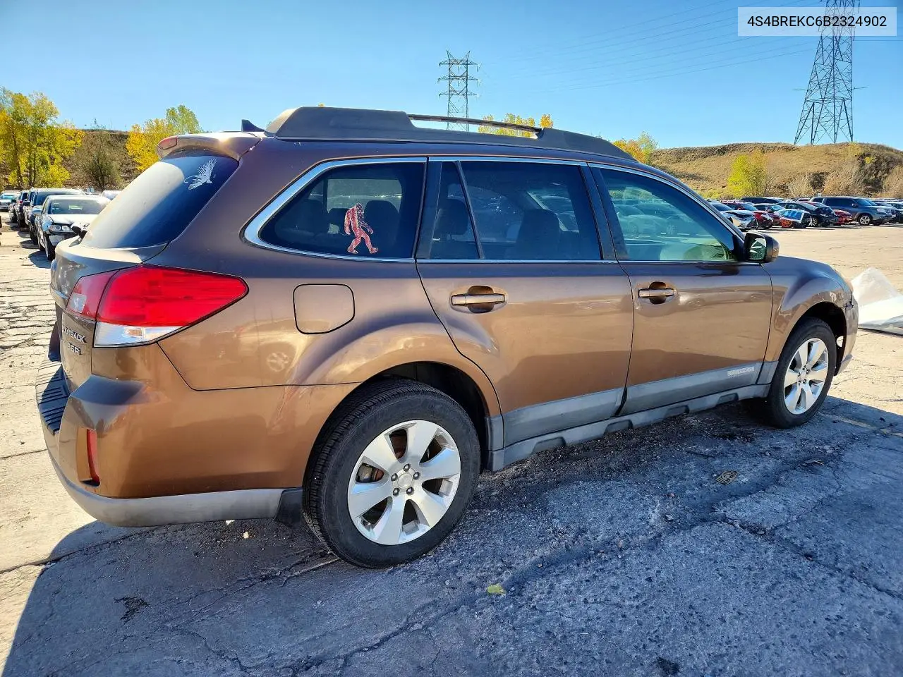 2011 SUBARU OUTBACK VIN 4S4BREKC6B2324902 — фото 3