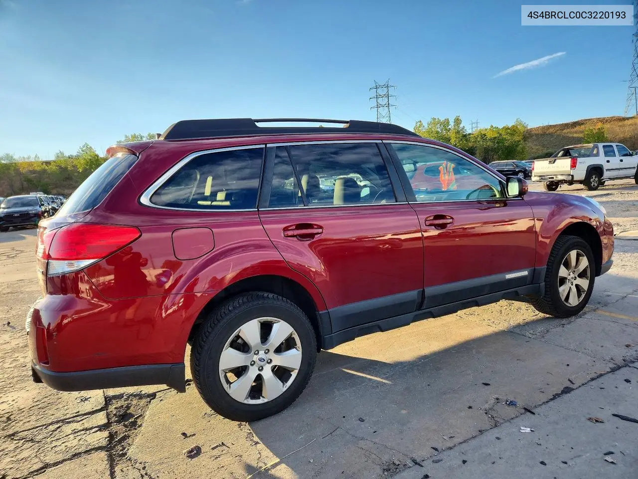 2012 SUBARU OUTBACK VIN 4S4BRCLC0C3220193 — фото 3