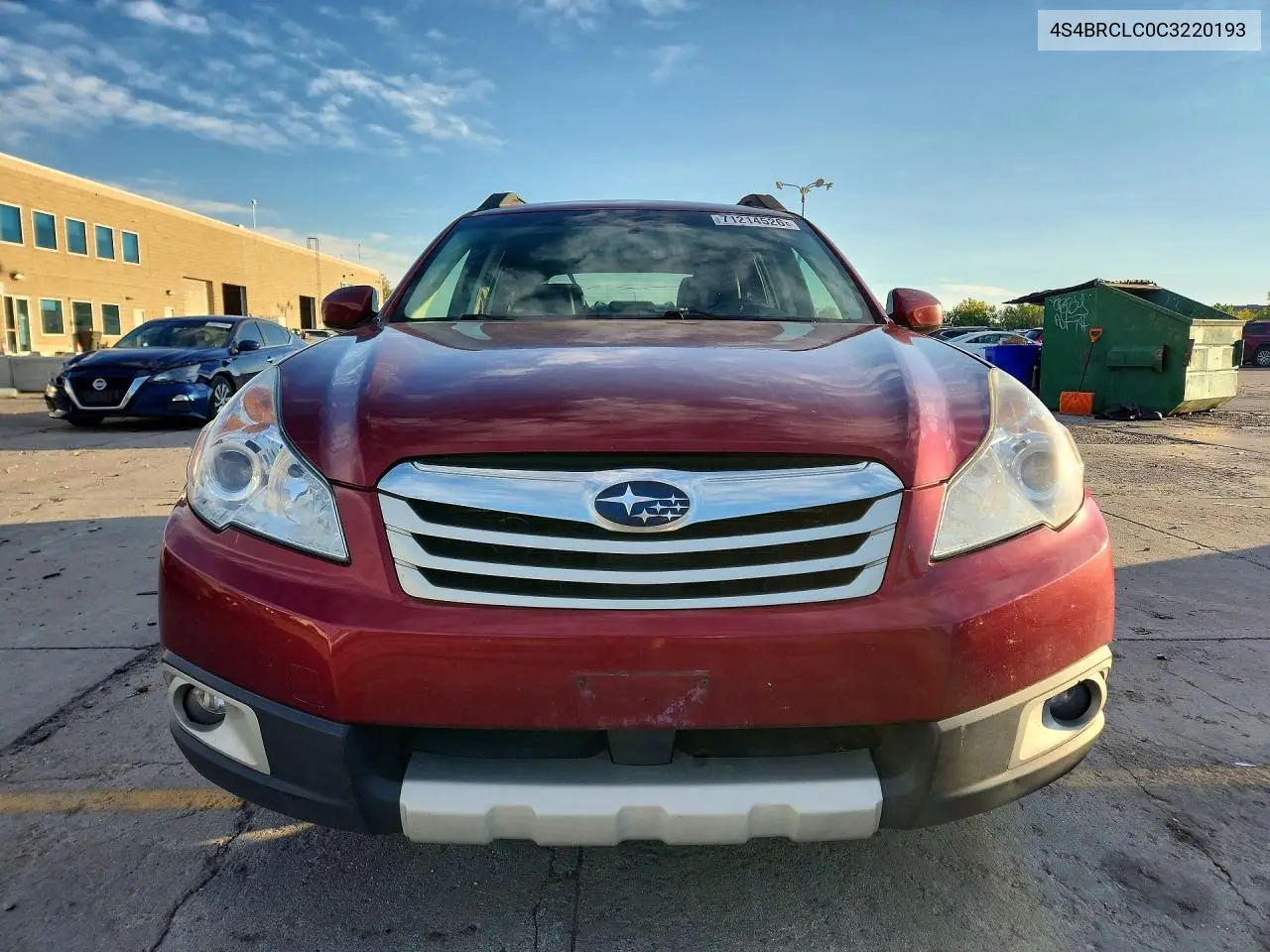 2012 SUBARU OUTBACK VIN 4S4BRCLC0C3220193 — фото 5