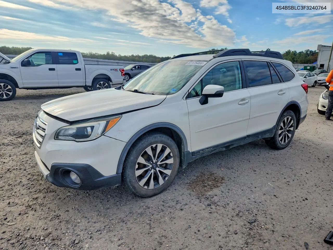 SUBARU OUTBACK 2015, VIN 4S4BSBLC3F3240764
