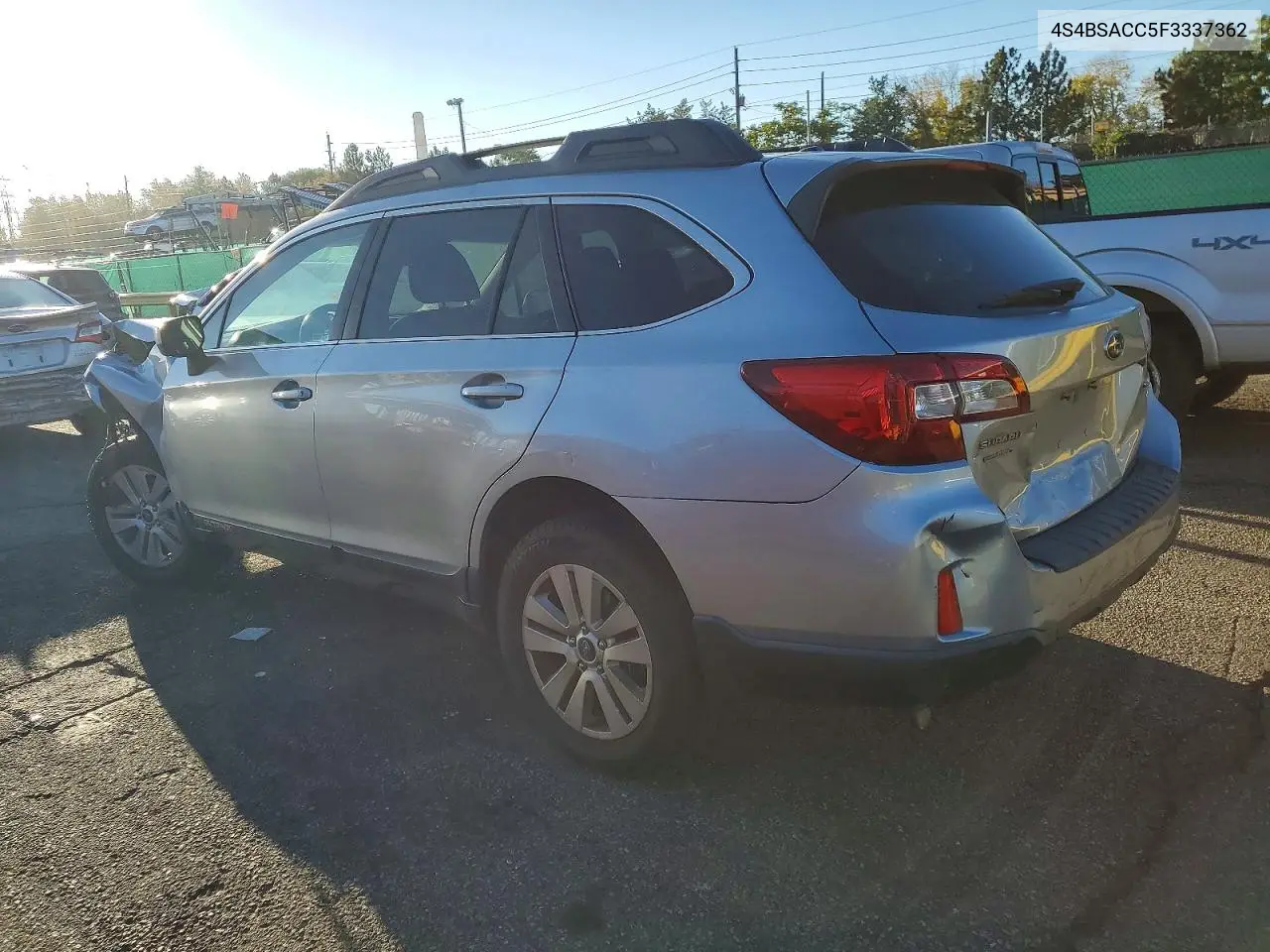 2015 SUBARU OUTBACK VIN 4S4BSACC5F3337362 — фото 2