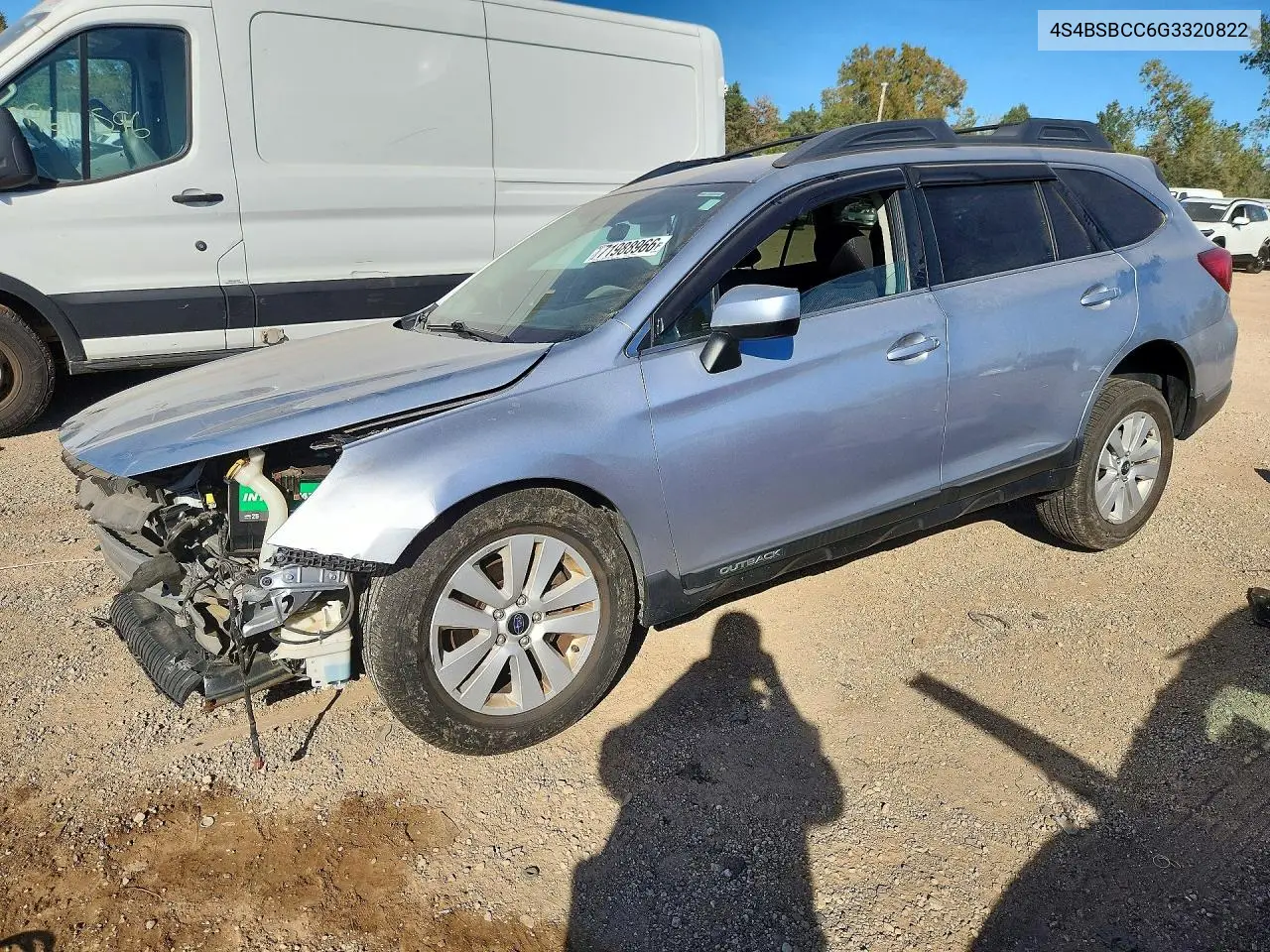 SUBARU OUTBACK 2016, VIN 4S4BSBCC6G3320822