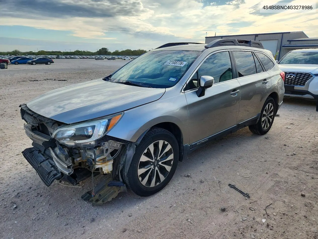 SUBARU OUTBACK 2016, VIN 4S4BSBNC4G3278986