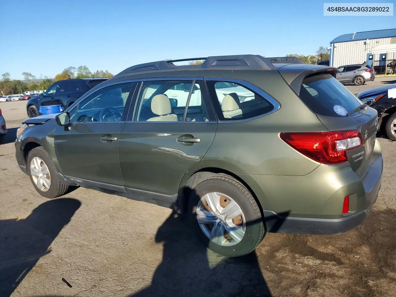 2016 SUBARU OUTBACK VIN 4S4BSAAC8G3289022 — фото 2
