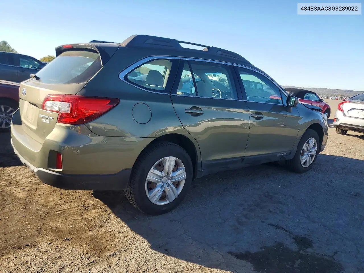 2016 SUBARU OUTBACK VIN 4S4BSAAC8G3289022 — фото 3