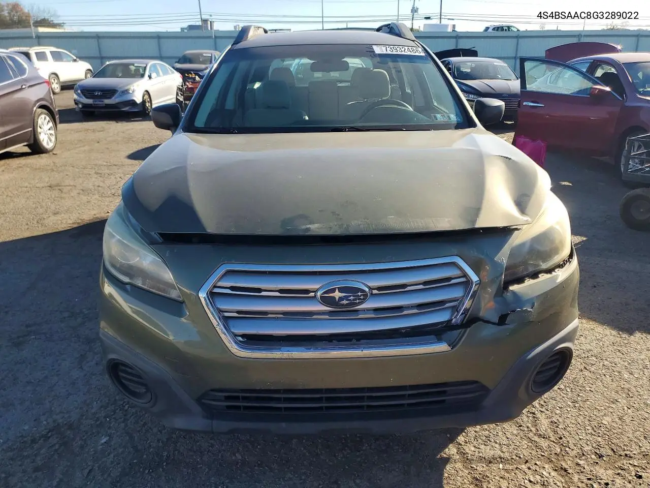 2016 SUBARU OUTBACK VIN 4S4BSAAC8G3289022 — фото 5