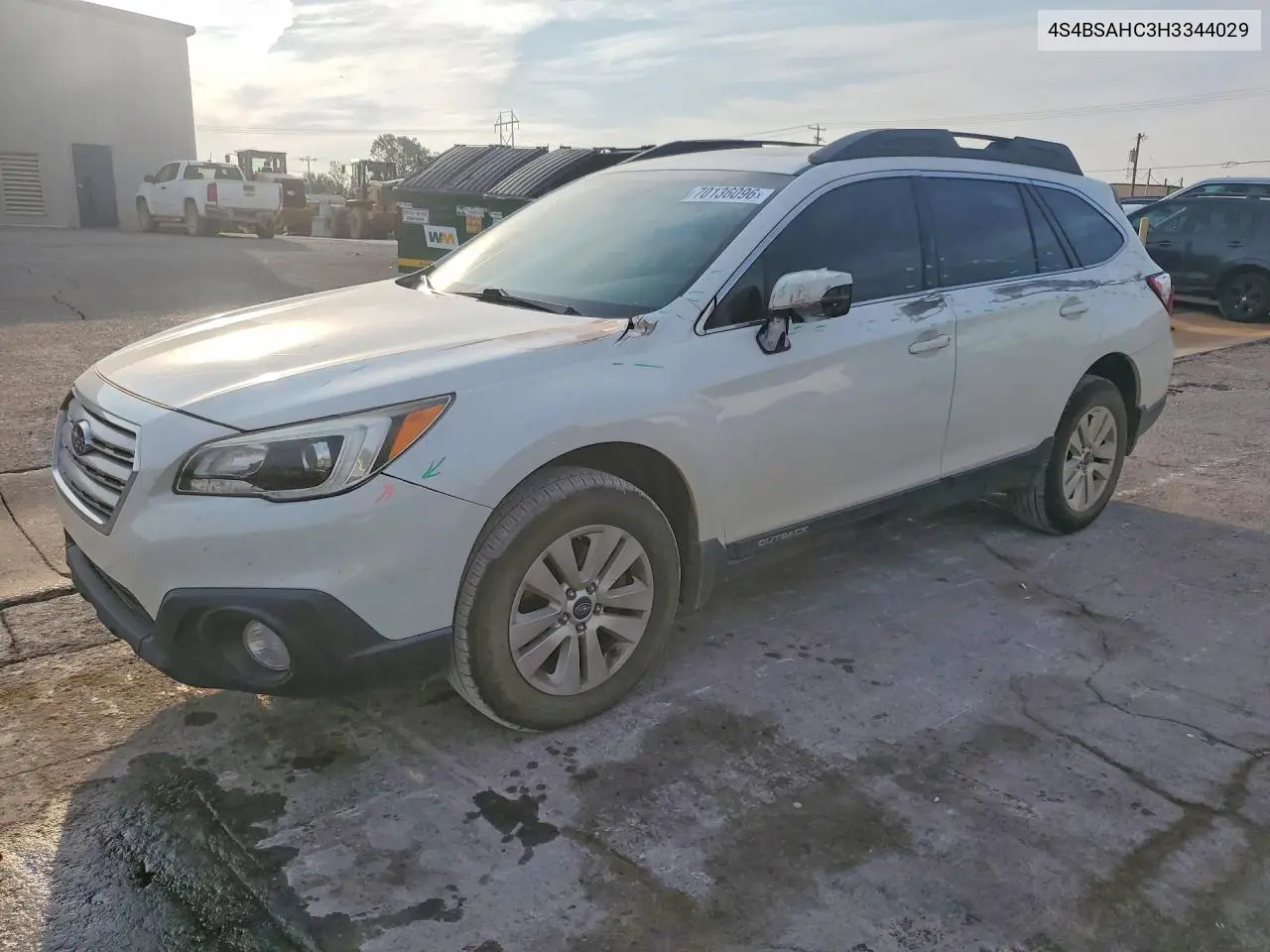 SUBARU OUTBACK 2017, VIN 4S4BSAHC3H3344029