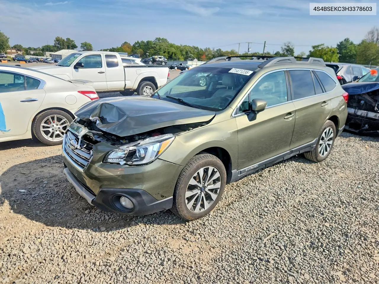 SUBARU OUTBACK 2017, VIN 4S4BSEKC3H3378603