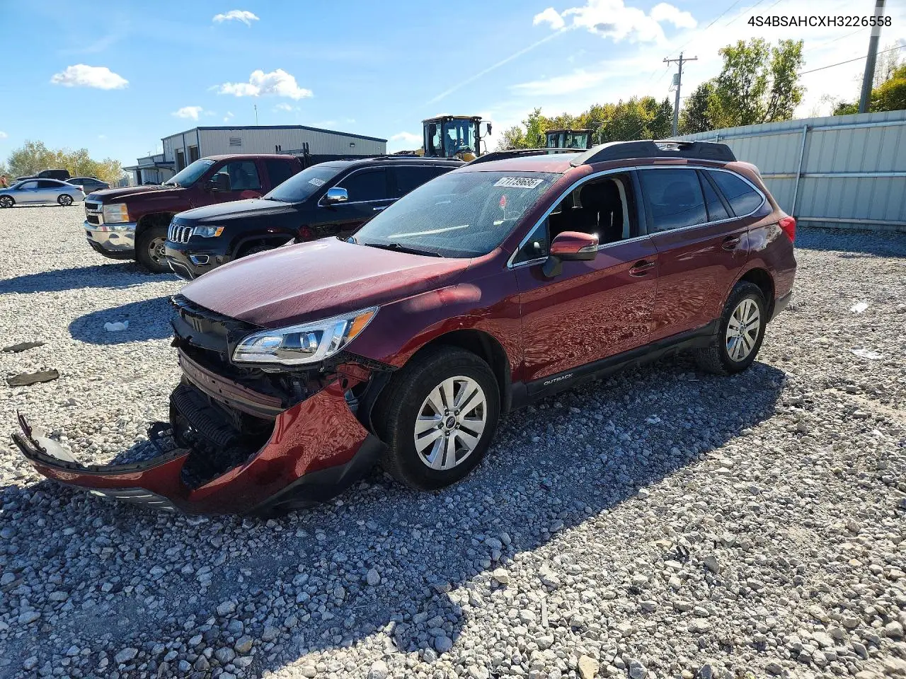 SUBARU OUTBACK 2017, VIN 4S4BSAHCXH3226558