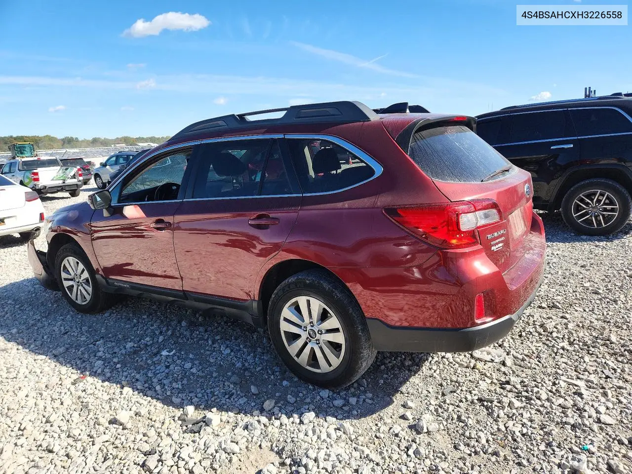 2017 SUBARU OUTBACK VIN 4S4BSAHCXH3226558 — фото 2