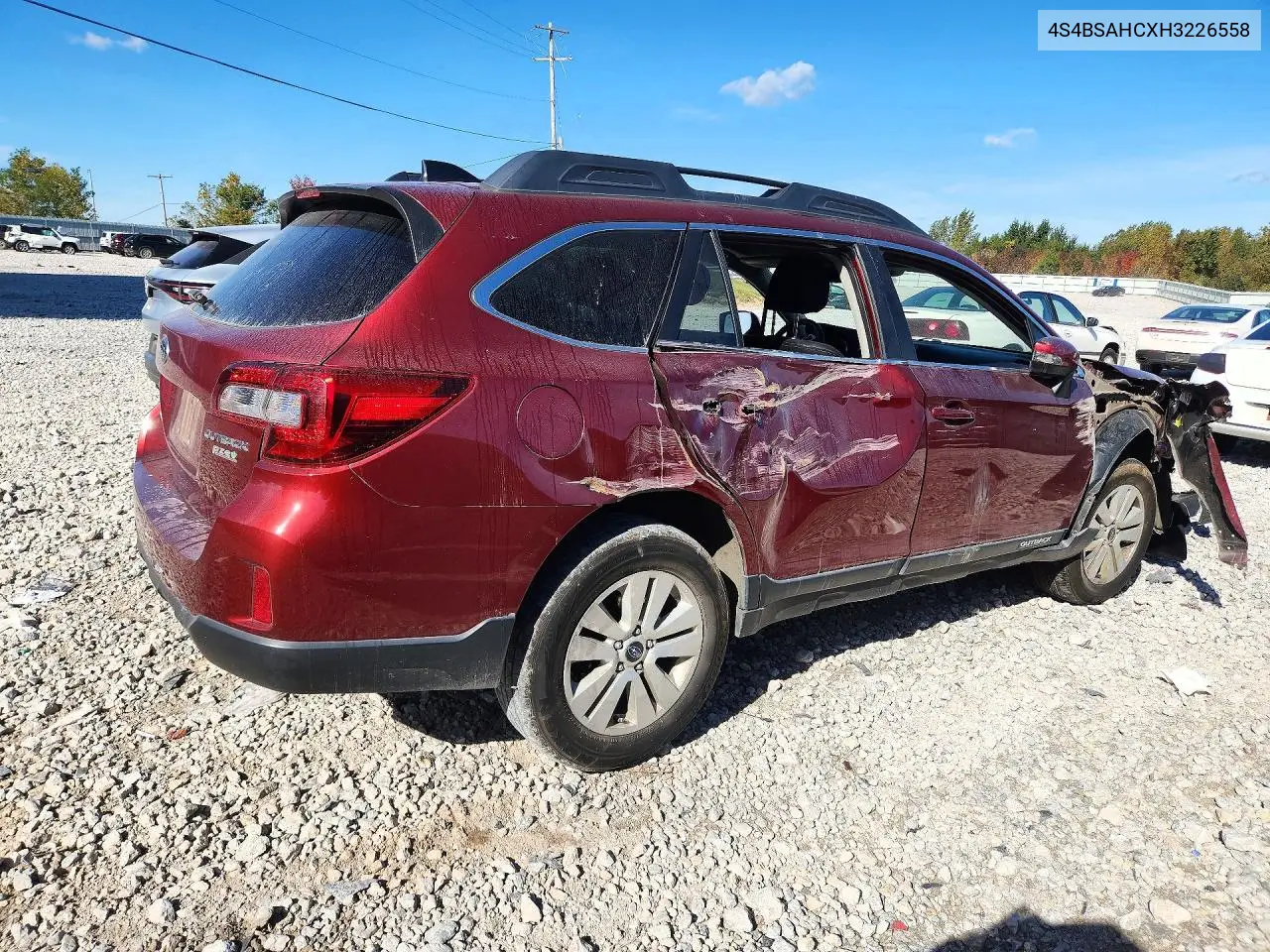2017 SUBARU OUTBACK VIN 4S4BSAHCXH3226558 — фото 3