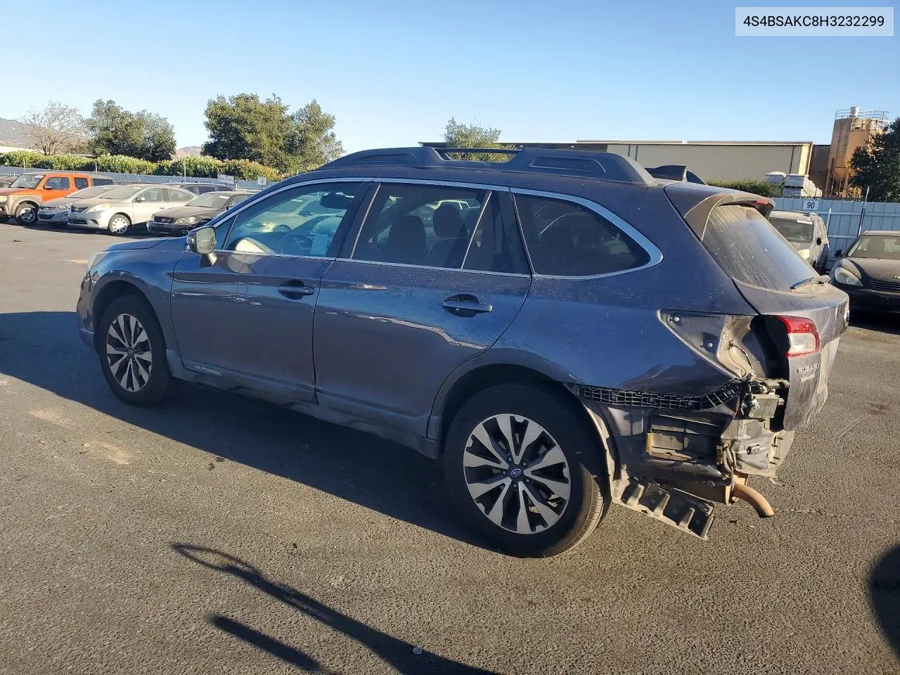 2017 SUBARU OUTBACK VIN 4S4BSAKC8H3232299 — фото 2