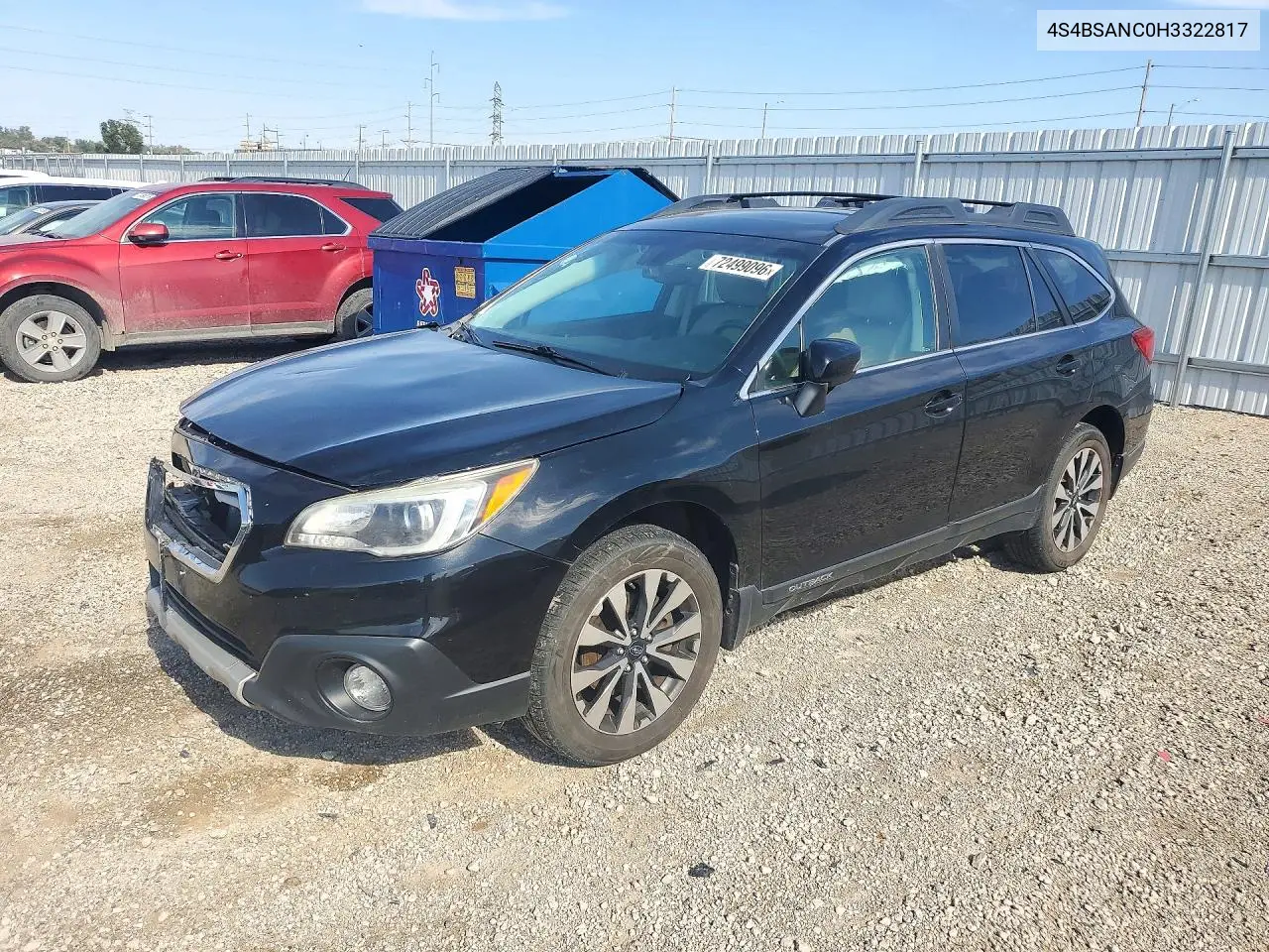 SUBARU OUTBACK 2017, VIN 4S4BSANC0H3322817