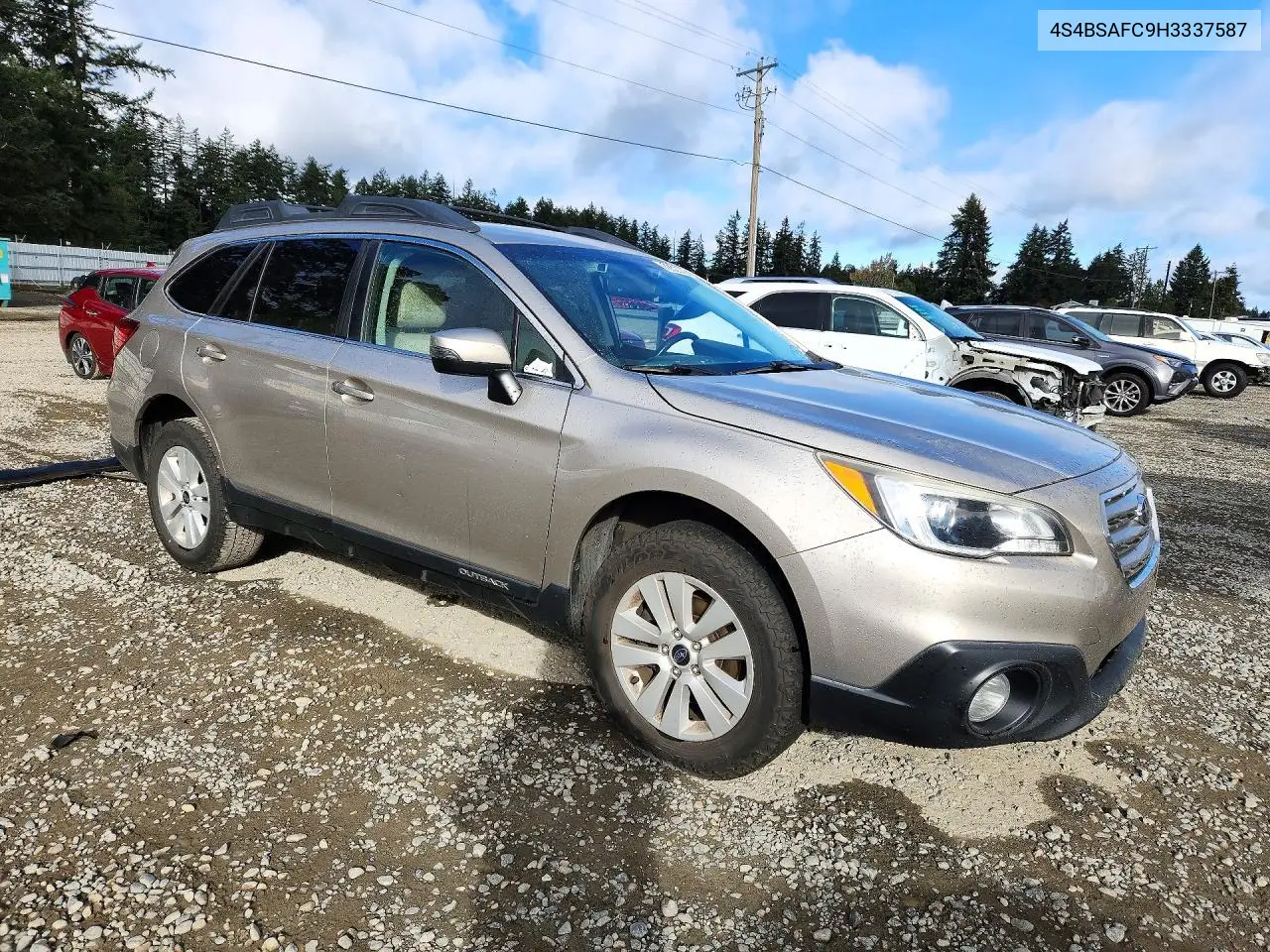 2017 SUBARU OUTBACK VIN 4S4BSAFC9H3337587 — фото 4