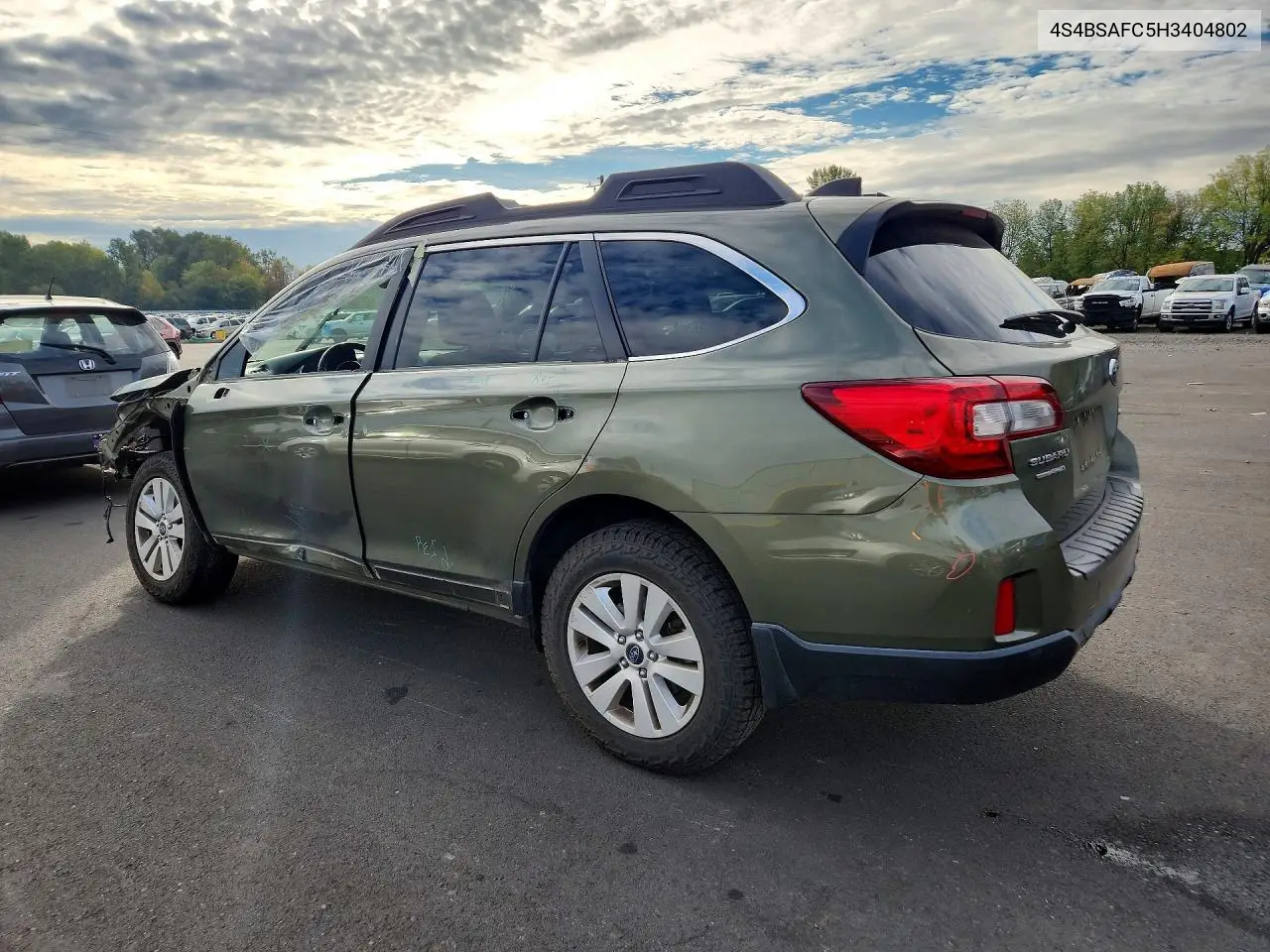 2017 SUBARU OUTBACK VIN 4S4BSAFC5H3404802 — фото 2