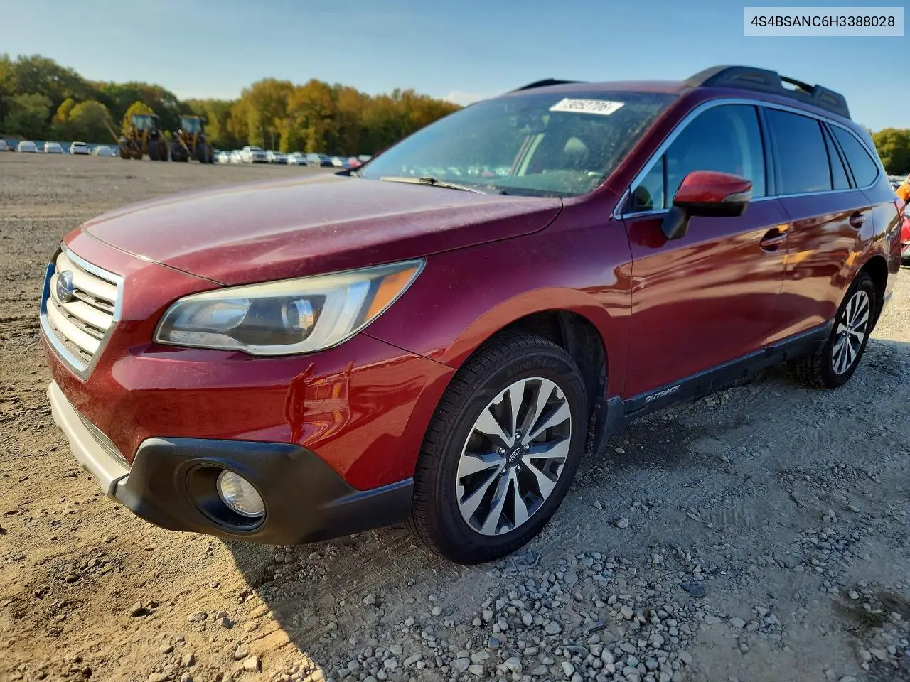 SUBARU OUTBACK 2017, VIN 4S4BSANC6H3388028