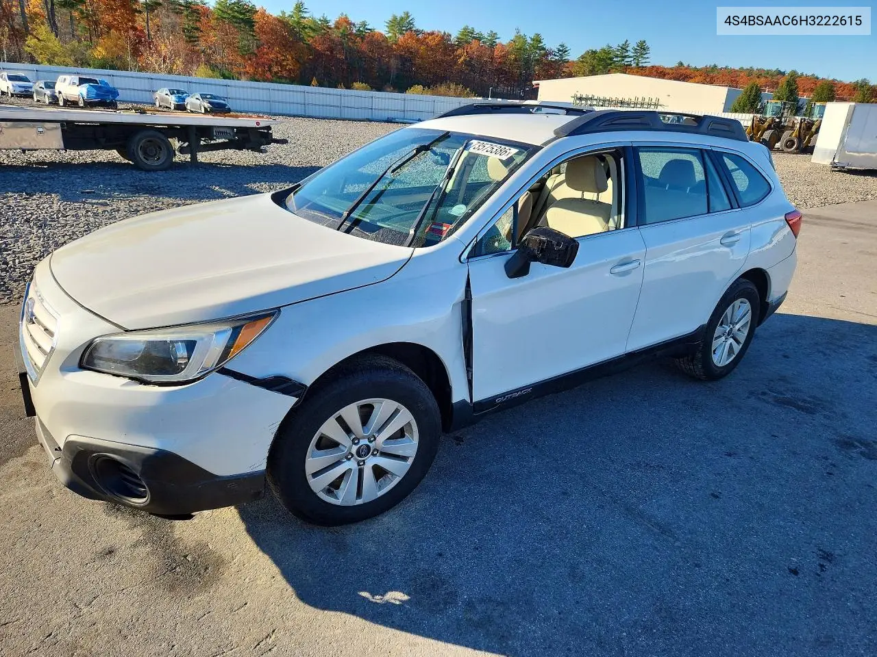 SUBARU OUTBACK 2017, VIN 4S4BSAAC6H3222615