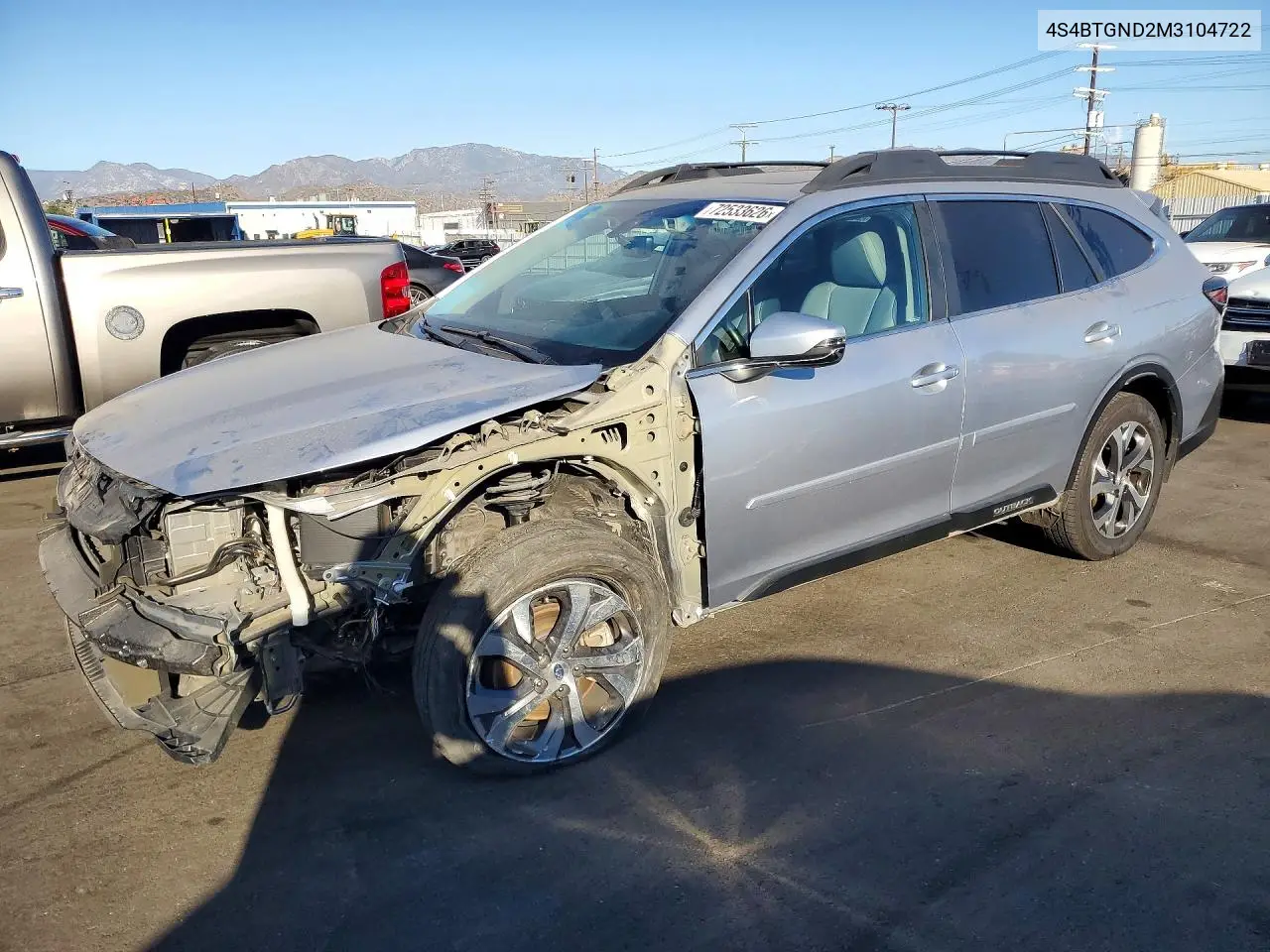 SUBARU OUTBACK 2021, VIN 4S4BTGND2M3104722