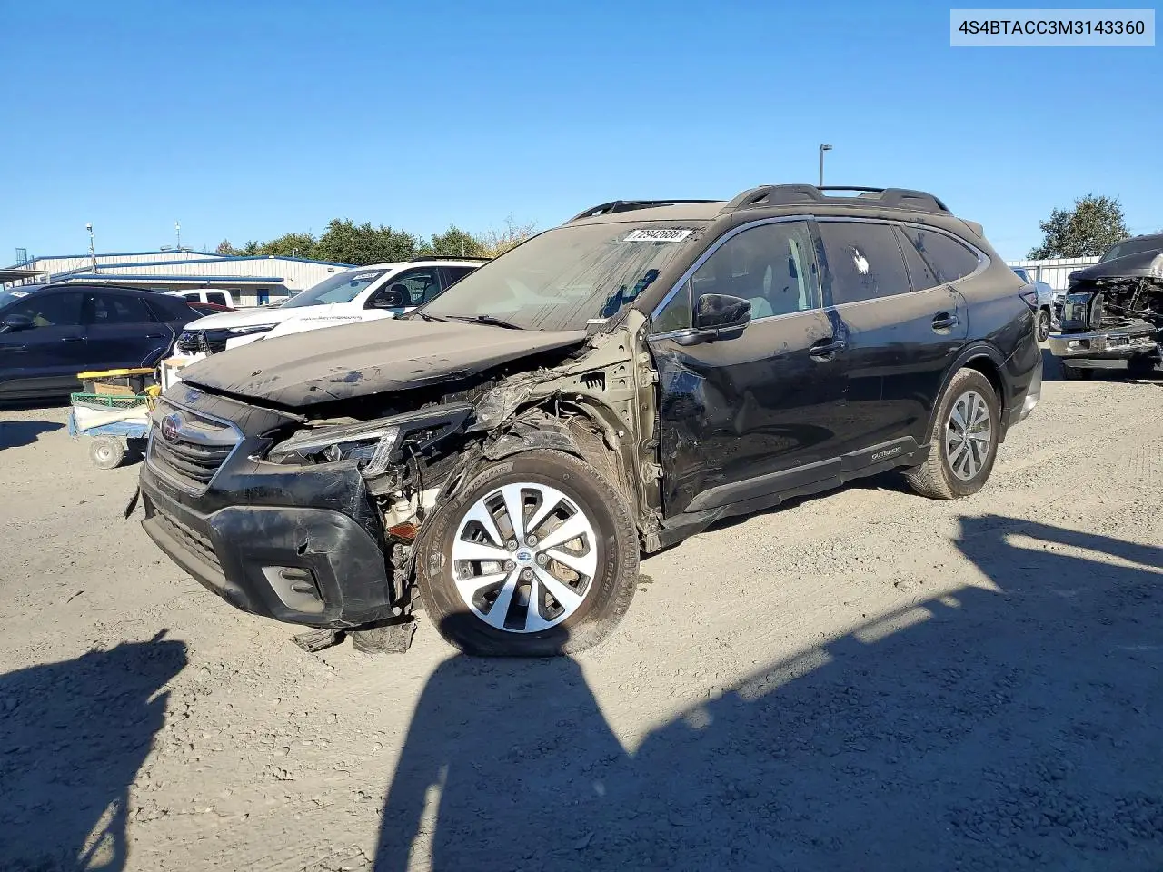 SUBARU OUTBACK 2021, VIN 4S4BTACC3M3143360