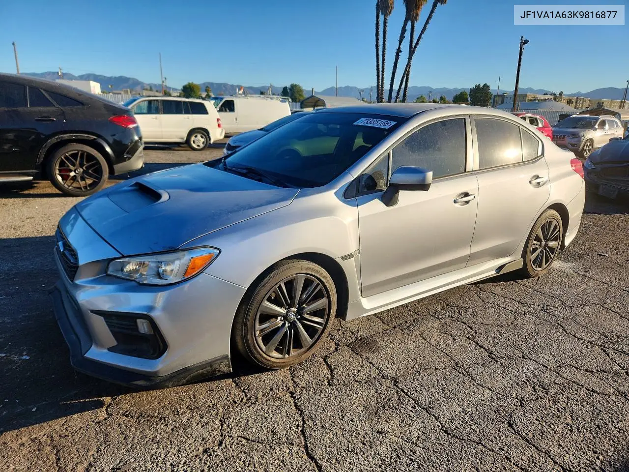 SUBARU WRX 2019, VIN JF1VA1A63K9816877