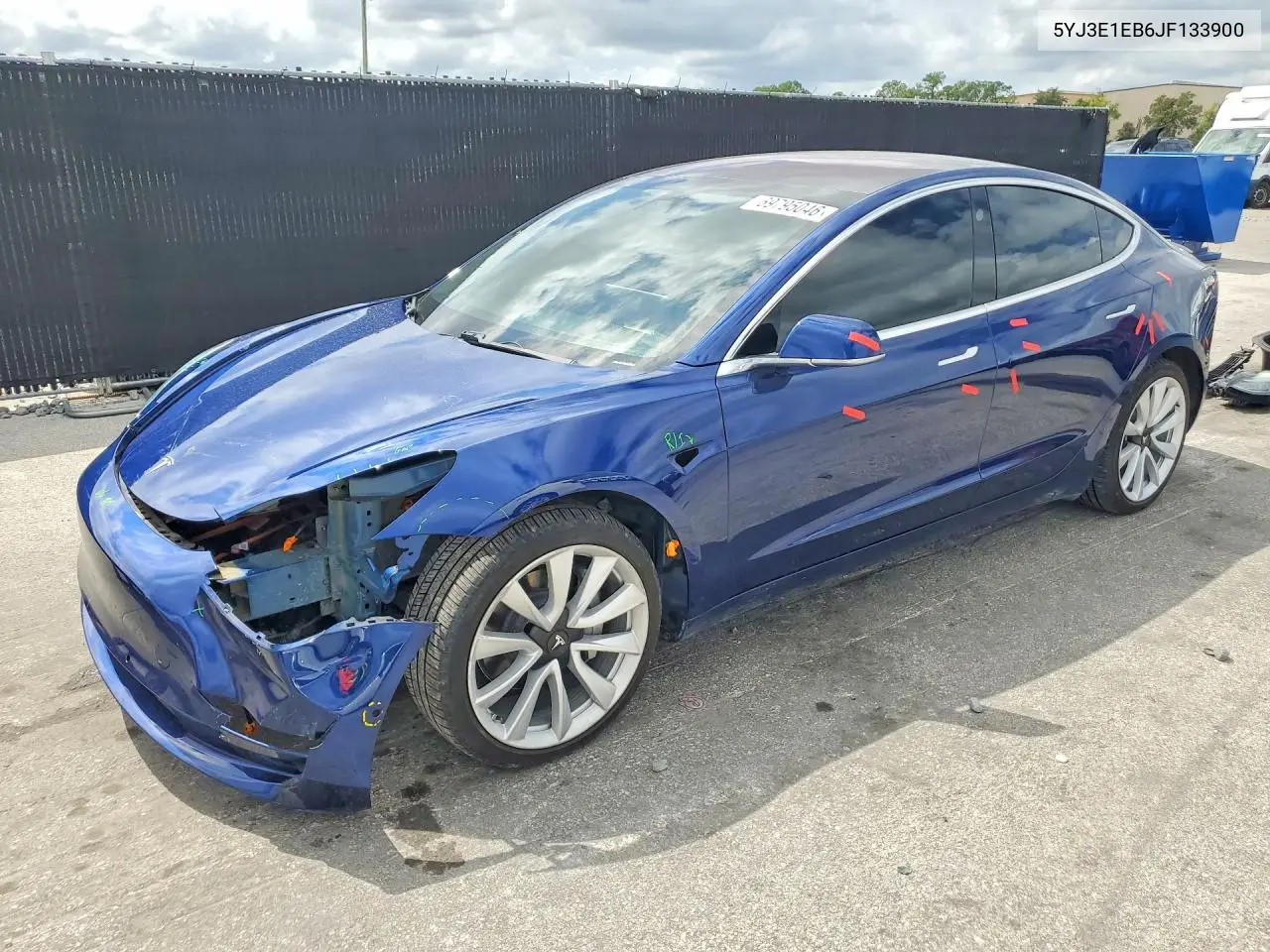 TESLA MODEL 3 2018, VIN 5YJ3E1EB6JF133900