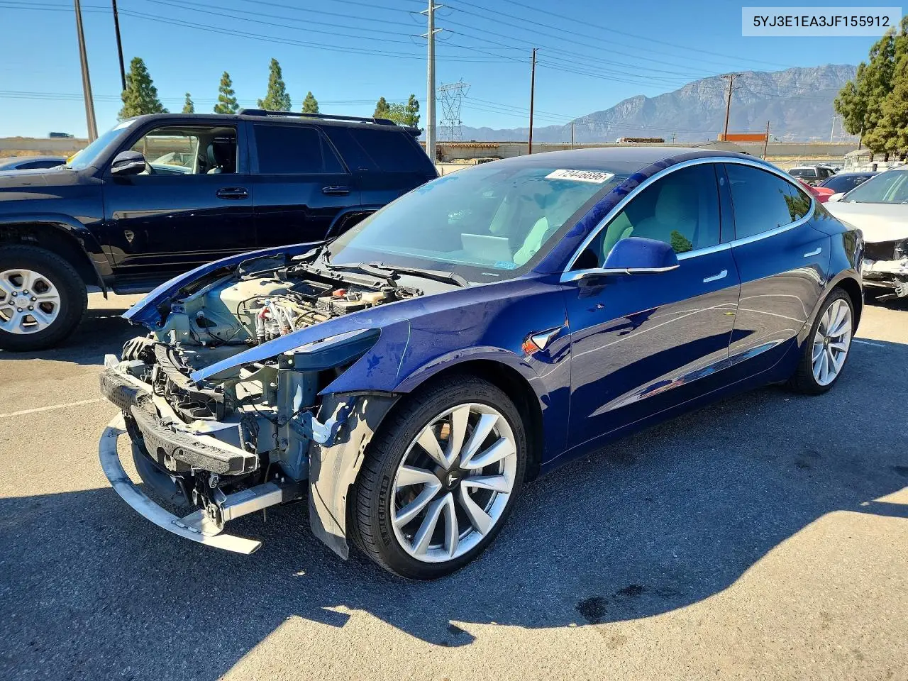TESLA MODEL 3 2018, VIN 5YJ3E1EA3JF155912