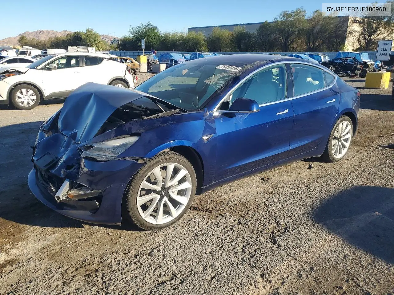TESLA MODEL 3 2018, VIN 5YJ3E1EB2JF100960