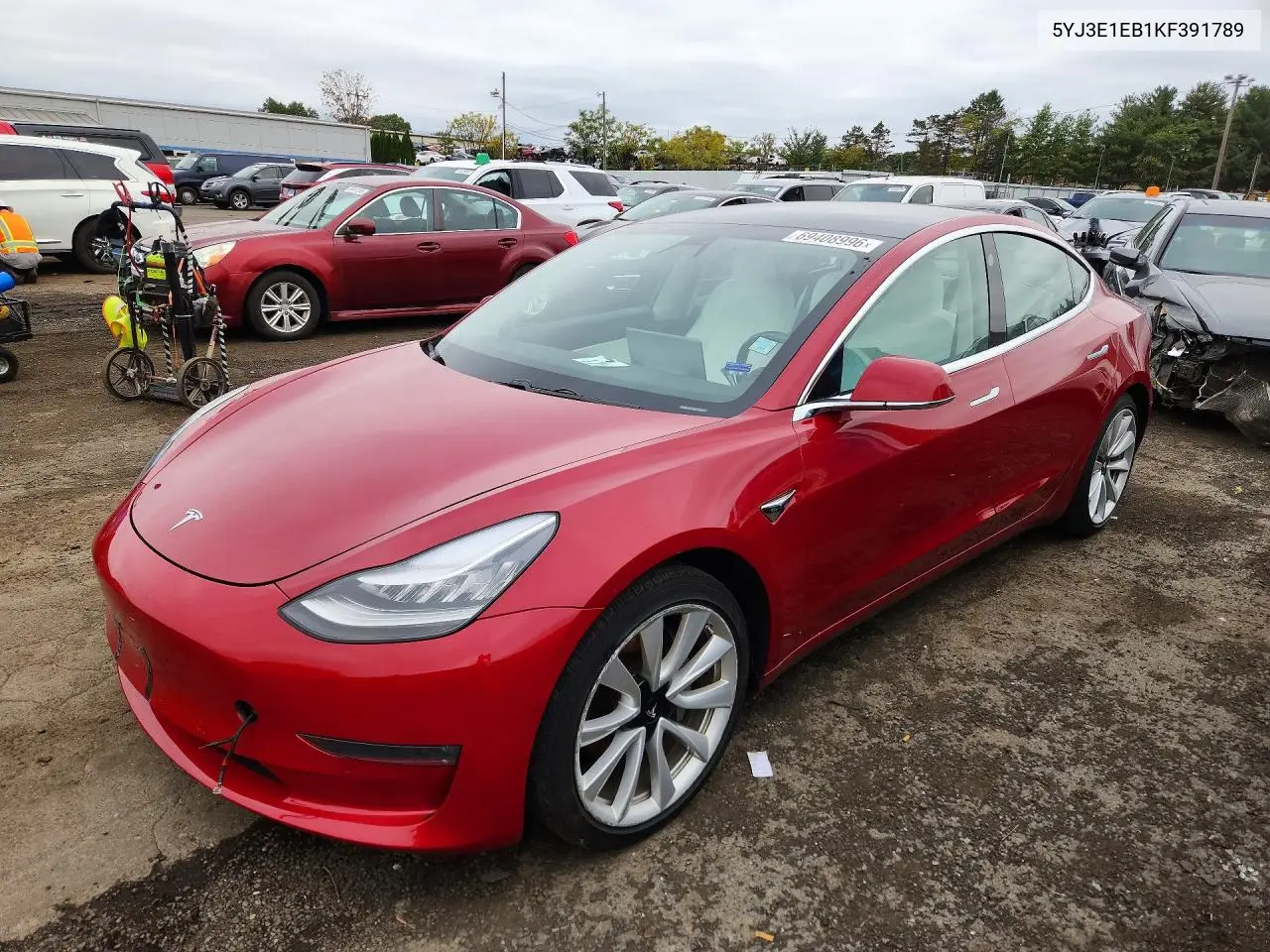 TESLA MODEL 3 2019, VIN 5YJ3E1EB1KF391789