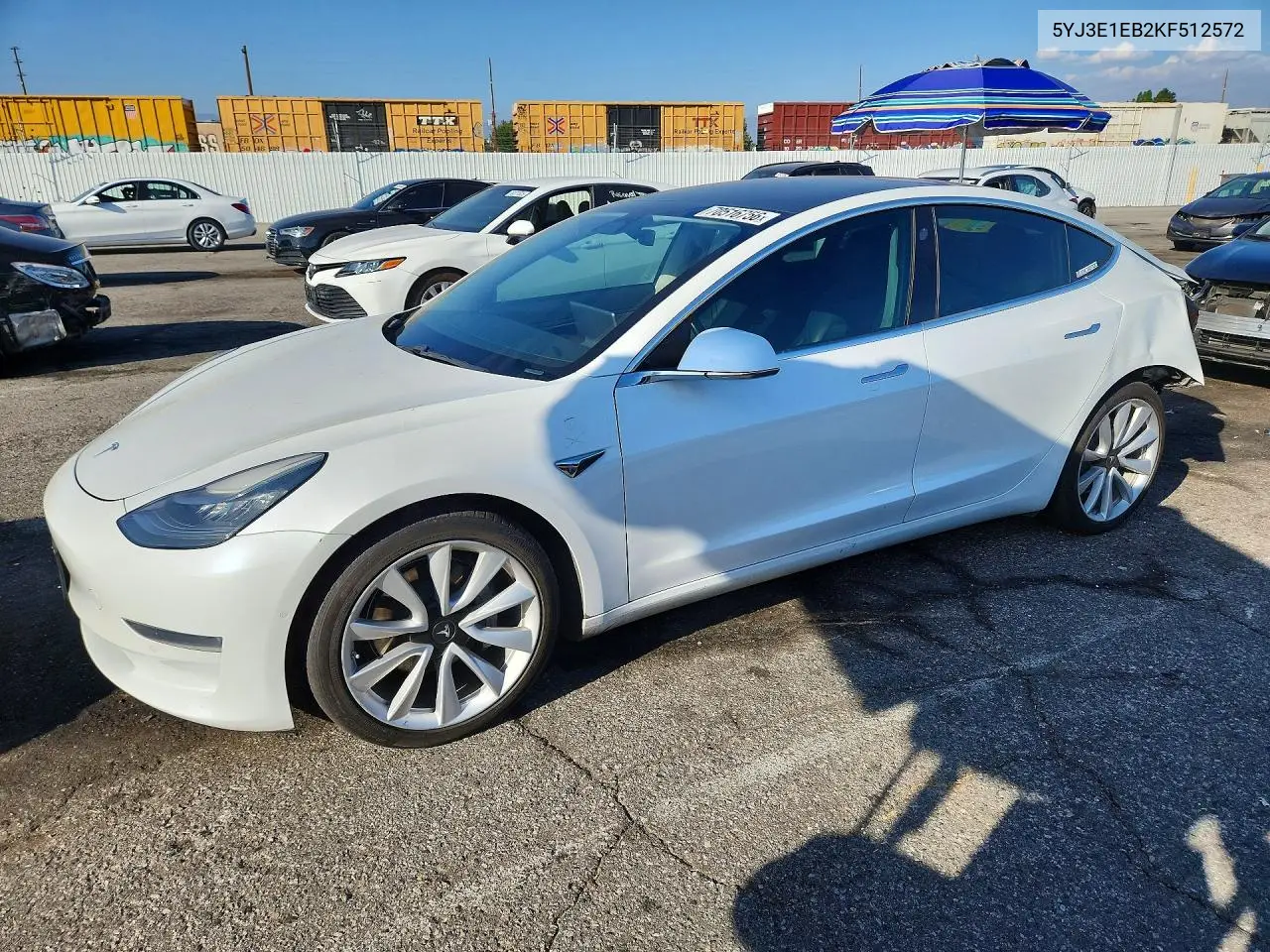 TESLA MODEL 3 2019, VIN 5YJ3E1EB2KF512572