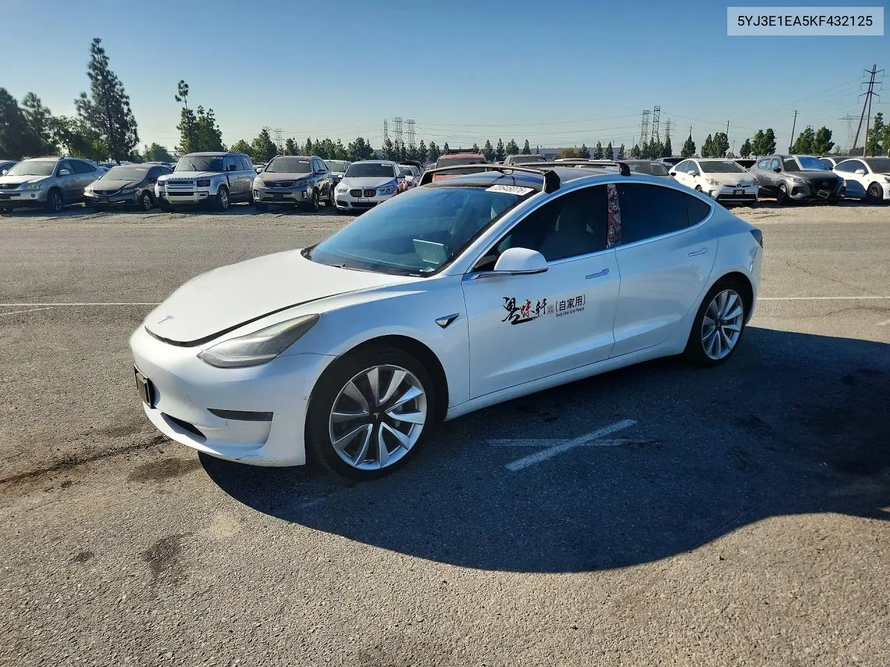 TESLA MODEL 3 2019, VIN 5YJ3E1EA5KF432125
