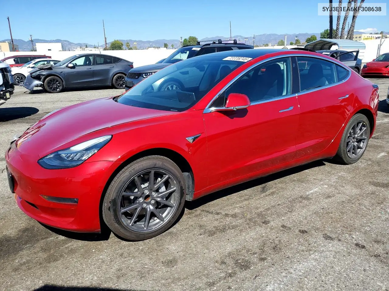 TESLA MODEL 3 2019, VIN 5YJ3E1EA6KF308638