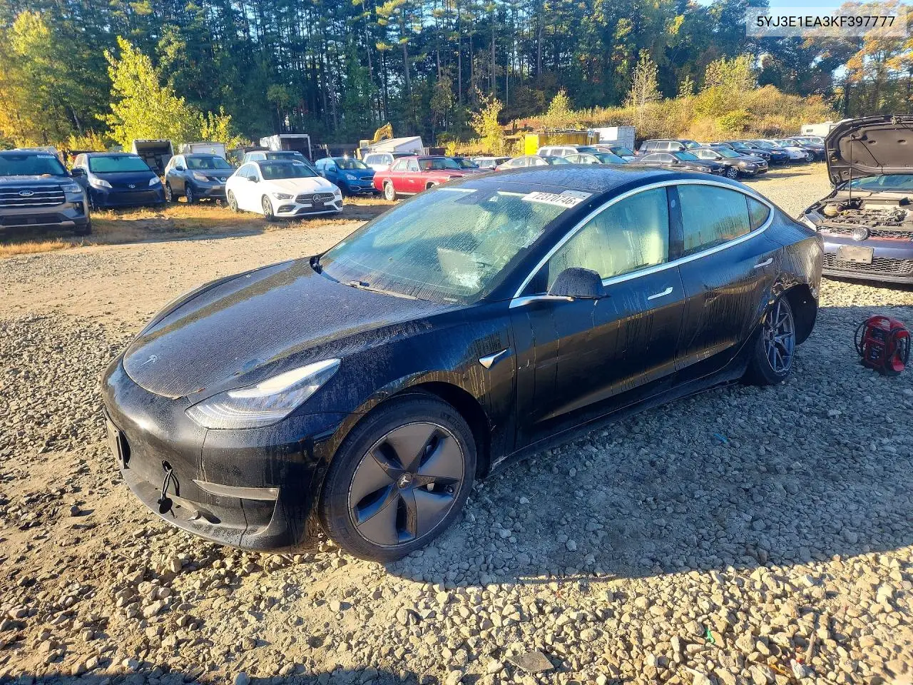 TESLA MODEL 3 2019, VIN 5YJ3E1EA3KF397777