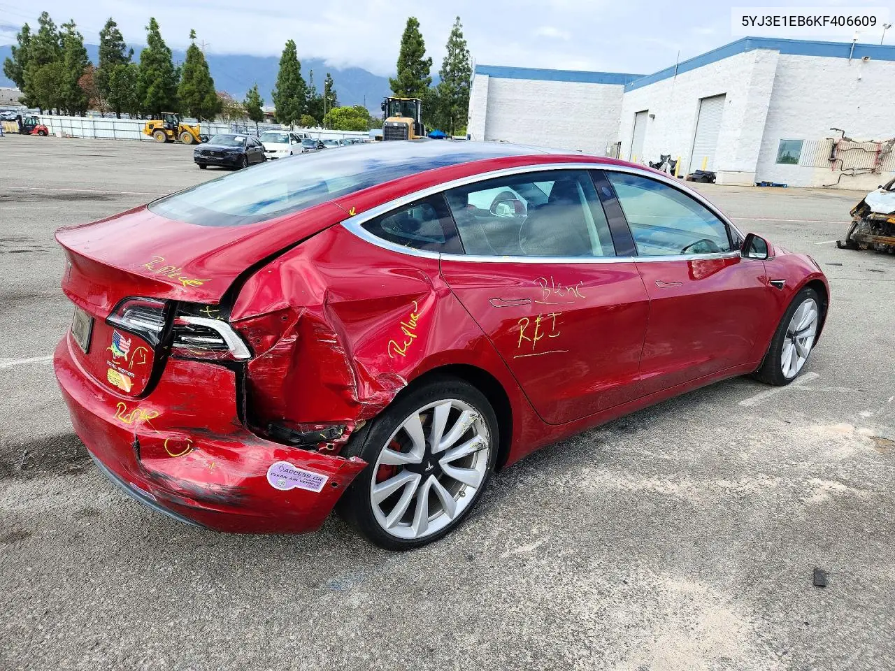 2019 TESLA MODEL 3 VIN 5YJ3E1EB6KF406609 — фото 3