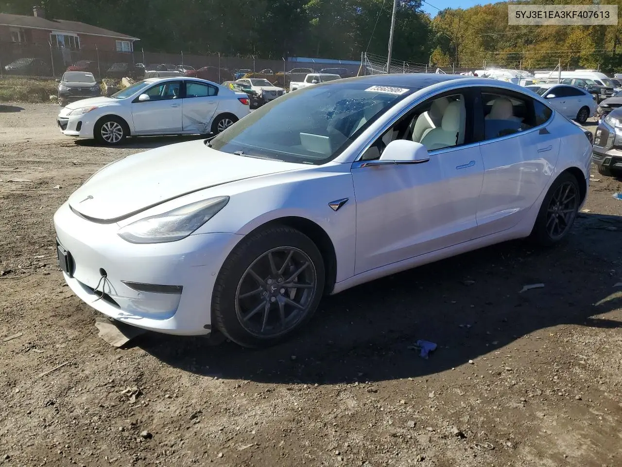 TESLA MODEL 3 2019, VIN 5YJ3E1EA3KF407613