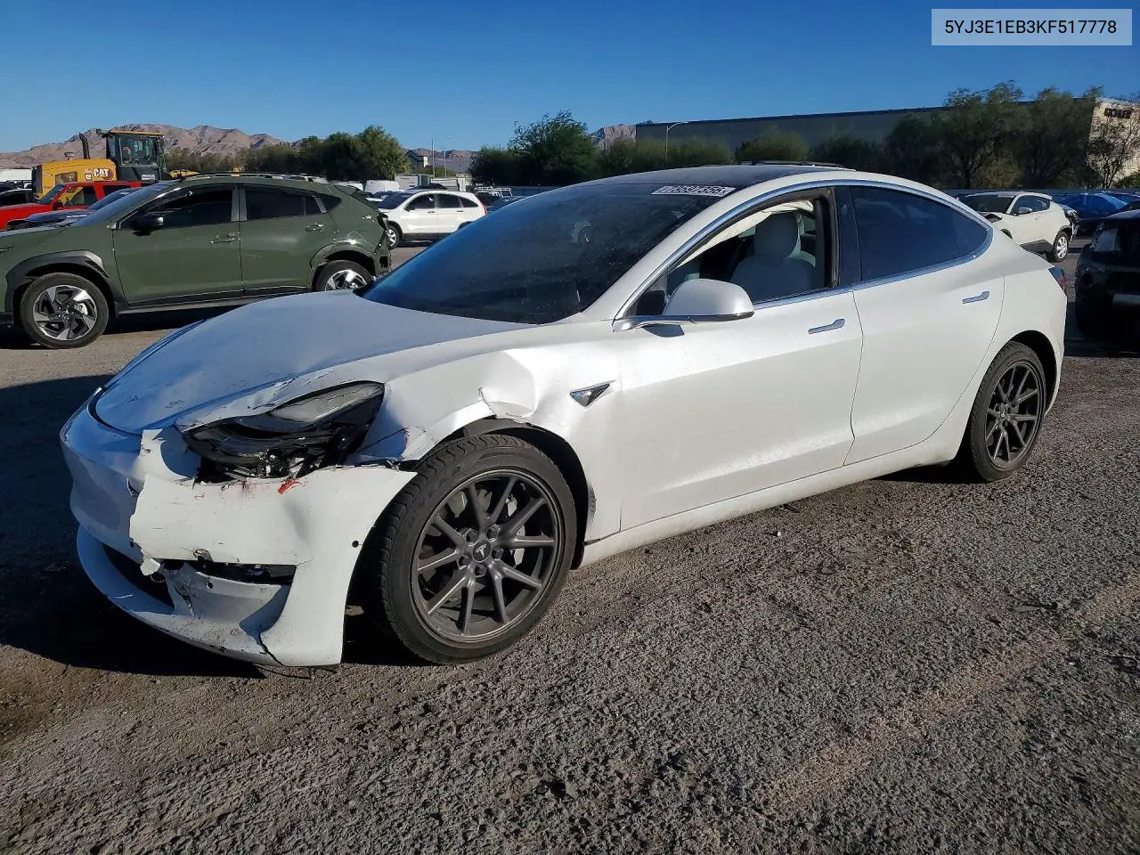 TESLA MODEL 3 2019, VIN 5YJ3E1EB3KF517778