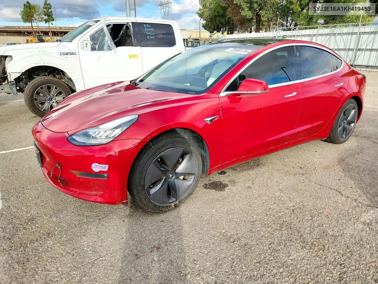 TESLA MODEL 3 2019, VIN 5YJ3E1EA1KF419453